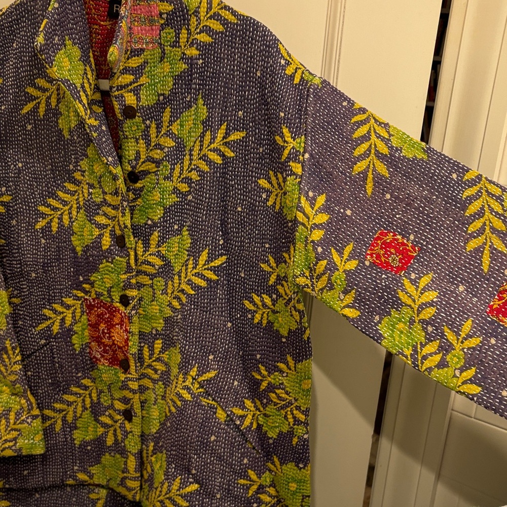 Women's Leaf Pattern Blazer - Multicolor - image 5